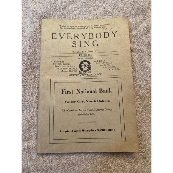 Everybody Sing Antique Hymn Book And Advertisements Valley City, ND 1923 - Picture 1 of 13